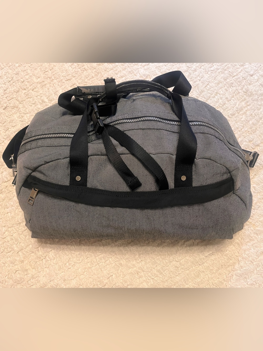 Lululemon Gray Duffel Bag with Black Trim